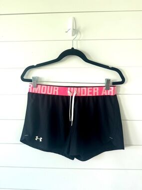 Under Armour Women's Black Performance Shorts  Pink Elastic Size Small